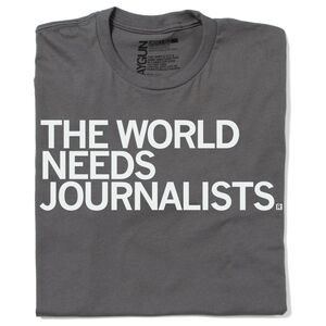 NWT Short-Sleeve Tee - The World Needs Journalists - Gray and White - Small